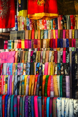 Colorful textile for sale at street market
