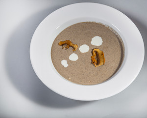 Mushroom Cream Soup With Dots Of Sour Cream
