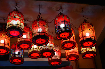 Paper lanterns lighted up on the streets