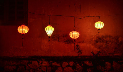Paper lanterns lighted up on the streets