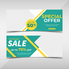 Sale banner collection. Banner template for fashion sale, business promotion with geometric shapes and space for your image. Vol.97