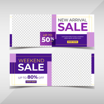 Sale banner collection. Banner template for fashion sale, business promotion with geometric shapes and space for your image. Vol.93