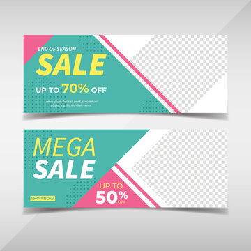Sale banner collection. Banner template for fashion sale, business promotion with geometric shapes and space for your image. Vol.113