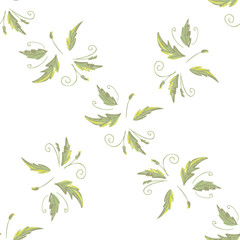 grean leaf pattern  hand drawn illustration with grunge simple texture