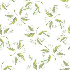 grean leaf pattern  hand drawn illustration with grunge simple texture