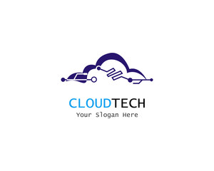Cloud Digital technology line logo template vector
