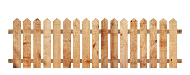 Brown wooden fence isolated on a white background that separates the objects. There are Clipping...