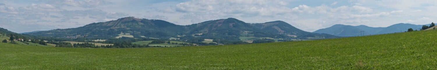 Fototapeta na wymiar Panoramic view of the landscape near Hukvaldy in Beskydy in Czech republic