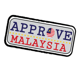 Fototapeta premium Vector Stamp for Approve logo with Malaysian Flag in the shape of O and text Malaysia.