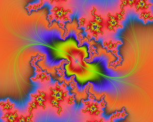 Colorful vivid rainbow fractal, flower design and shades