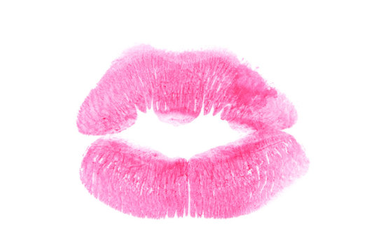 Isolating the imprint of lips on a white background. - Image