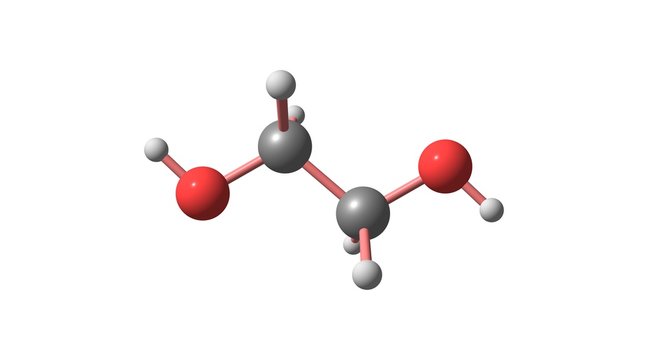 Ethylene glycol molecular structure isolated on white