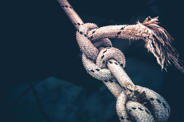Close up of a tied rope knot