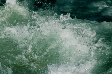 Splashes of water from the waves in the sea