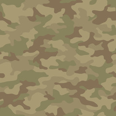 Seamless camouflage pattern. Khaki texture, vector illustration. Camo print background. Abstract military style backdrop