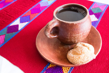Cafe de Olla (Mexican Coffee) on Table in Chiapas, Mexico