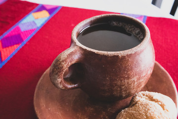 Cafe de Olla (Mexican Coffee) on Table in Chiapas, Mexico