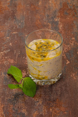 Pudding with chia and passion fruit