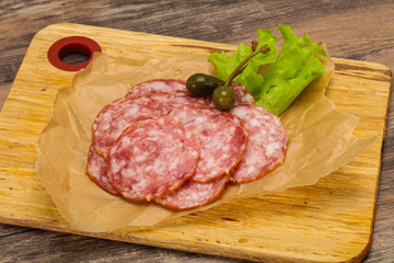 Spanish Salchichon sausage with salad