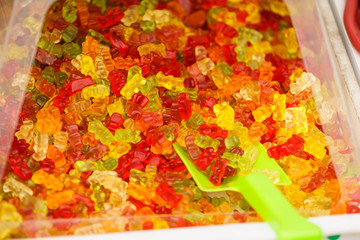 Close up of teddy bears jelly beans