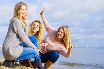 Three fashionable models outdoor