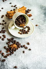Coffee concept with beans and spices