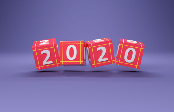 New Year 2020 Creative Design Concept - 3D Rendered Image