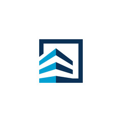 building square logo monogram blue