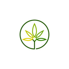 cannabis line logo circle green