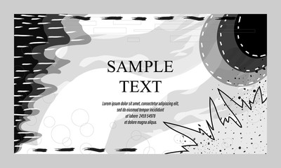Hand drawn textured background. Black and white textured cards. Beautiful abstract poster.