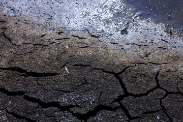 Land with dry and cracked ground. Desert,Global warming background.
