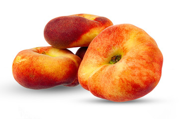 Flat peach isolated on white. Full depth of field.