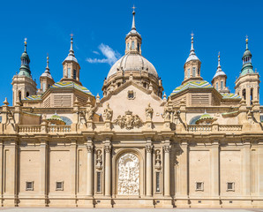 View at the Towers of Basilica of Our Lady of the Pillar in Zaragoza - Spain