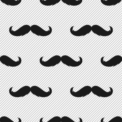 Hipster moustache monochrome seamless pattern.