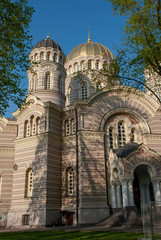 Fototapeta na wymiar Russisch orthodoxe Geburtskathedrale in Riga, Lettland