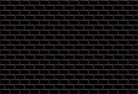 Black ceramic metro tile wall texture background.