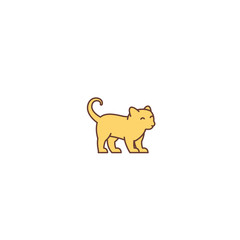 Cute little young ginger kitten. Logo or icon. Cat pet shop. Vector illustration.