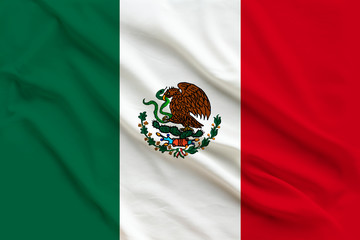 beautiful flag of mexico on delicate silk with soft folds in the wind