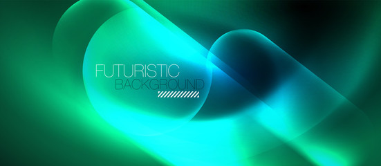 Blue neon round shapes techno background