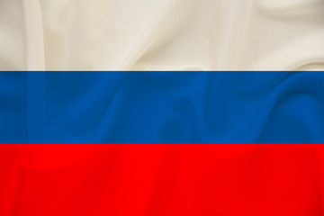 national flag of the country Russia on gentle silk with wind folds, travel concept, immigration,...