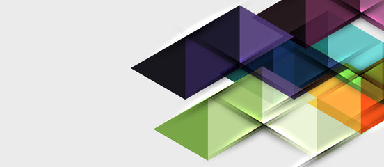 Abstract geometric background. Modern overlapping triangles. Unusual color shapes for your message. Business or tech presentation, app cover template