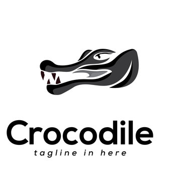 Abstract elegant head crocodile logo design inspiration
