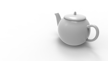 3d rendering of a tea pot isolated in white studio background