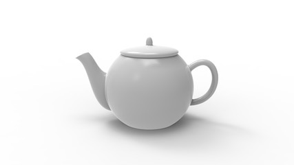 3d rendering of a tea pot isolated in white studio background