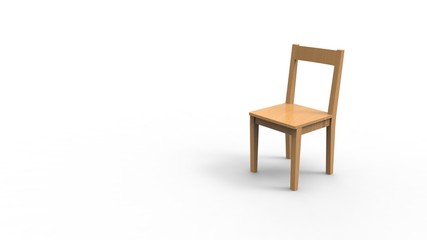 3d rendering of a wooden chair isolated in studio background