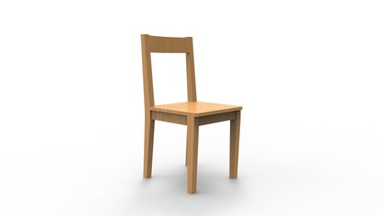 3d rendering of a wooden chair isolated in studio background