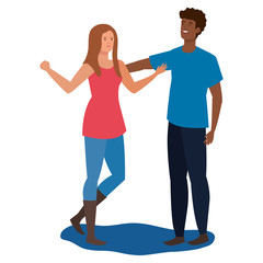 Obraz premium interracial lovers couple celebrating characters