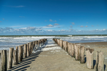 Domburg - View to Beachat a cold day with rough Wind /Netherlands
