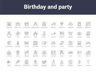 birthday and party outline icons