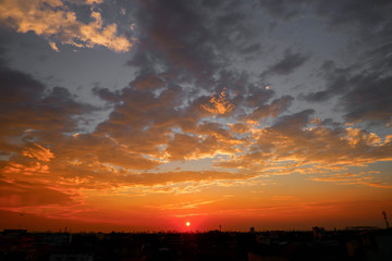Obraz premium Sunset sky, Beautiful landscape with twilight time in the evening 